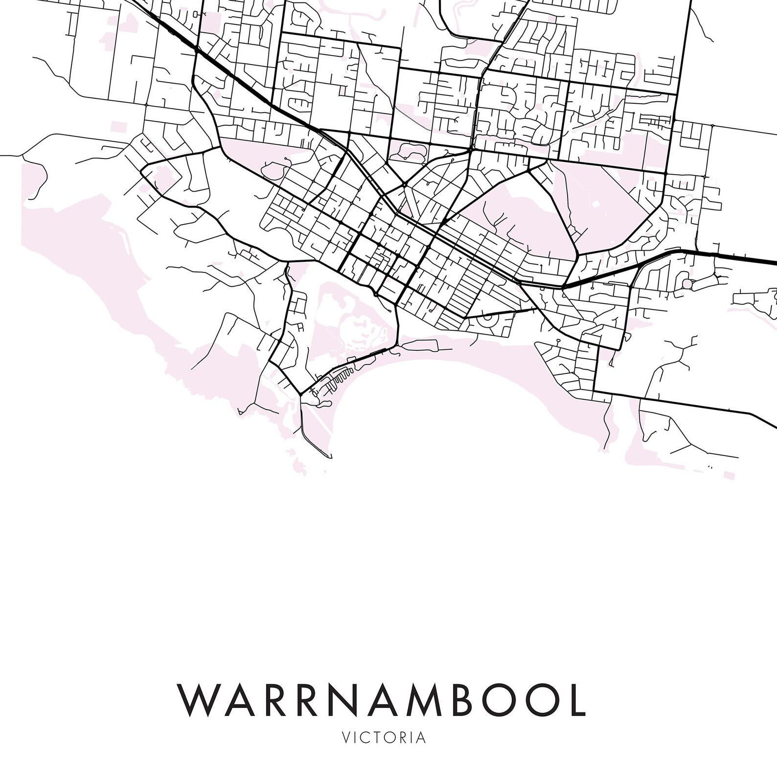 Warrnambool Victoria Australia City Map Print Wall Art Etsy
