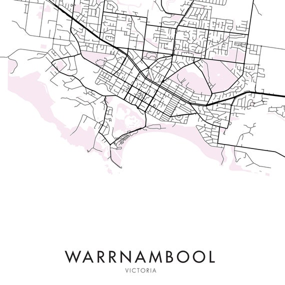 Map Of Warrnambool Vic Warrnambool Victoria Australia City Map Print Wall Art | Etsy