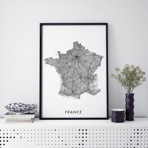 Frankreich Kunst, Landkarte Druck Wandkunst | A4 A3 A2 A1
