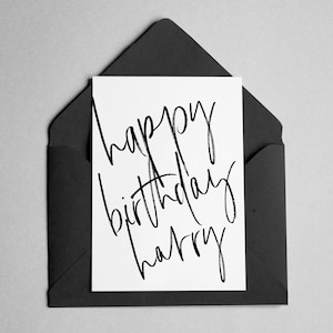 Personalized Birthday Card - Brush Font - "happy birthday *name*"