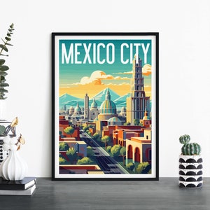 Ciudad de México / Arte ilustrativo de pared con impresión de viajes / 4x6 5x7 A4 A3 A2 A1
