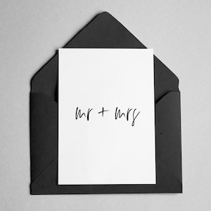 Mr & Mrs Wedding Greeting Card - Minimalist Brush Font