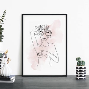 Female Fashion Line Drawing Print Wall Art | 4x6 5x7 A4 A3 A2 A1