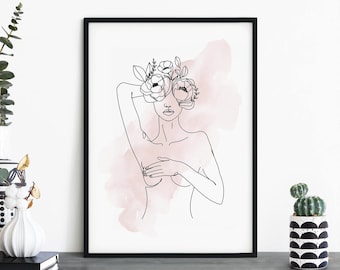 Female Fashion Line Drawing Print Wall Art | 4x6 5x7 A4 A3 A2 A1