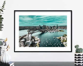 Sydney Harbour Bridge, Opera House Aerial Photographic Print Wall Art | A4 A3 A2 A1
