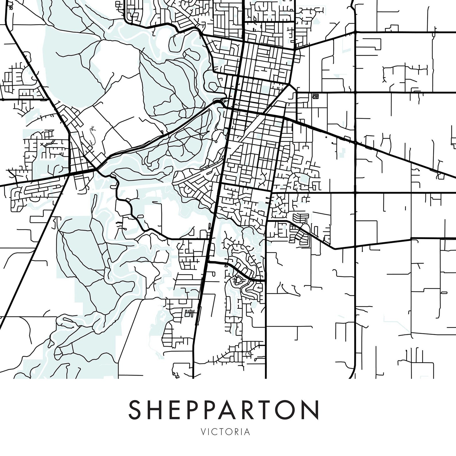 Po box 1309, shepparton vic 3630. Shepparton Victoria Map . Shepparton Victoria Australie Art City Map Print Wall Art ...