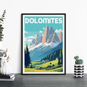 Dolomitas, Italia / Arte ilustrativo de la pared de la impresión de viajes / 4x6 5x7 A4 A3 A2 A1