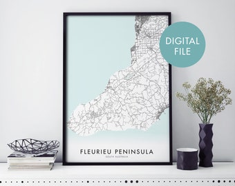 Fleurieu Peninsula, Adelaide, South Australia City Map Print Wall Art | Print At Home | Digital Download File