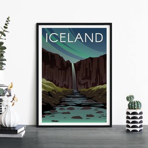 Islandia, Lámina de viaje ilustrativa para pared, 4 x 6 5 x 7 A4 A3 A2 A1