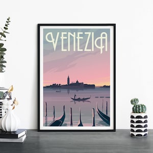 Venecia, Venecia, Italia, Arte de pared ilustrativo de impresión de viaje, 4 x 6 5 x 7 A4 A3 A2 A1