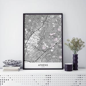 Athen, Griechenland Kunst, Stadtplan Druck Wandkunst | A4 A3 A2 A1