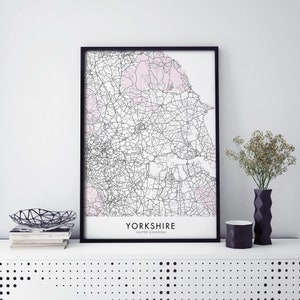 Yorkshire, Inglaterra Reino Unido Arte, Mapa de la ciudad Imprimir Arte mural / A4 A3 A2 A1