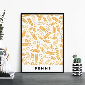 Impresión ilustrativa de penne / pasta para pared / 4x6 5x7 A4 A3 A2 A1