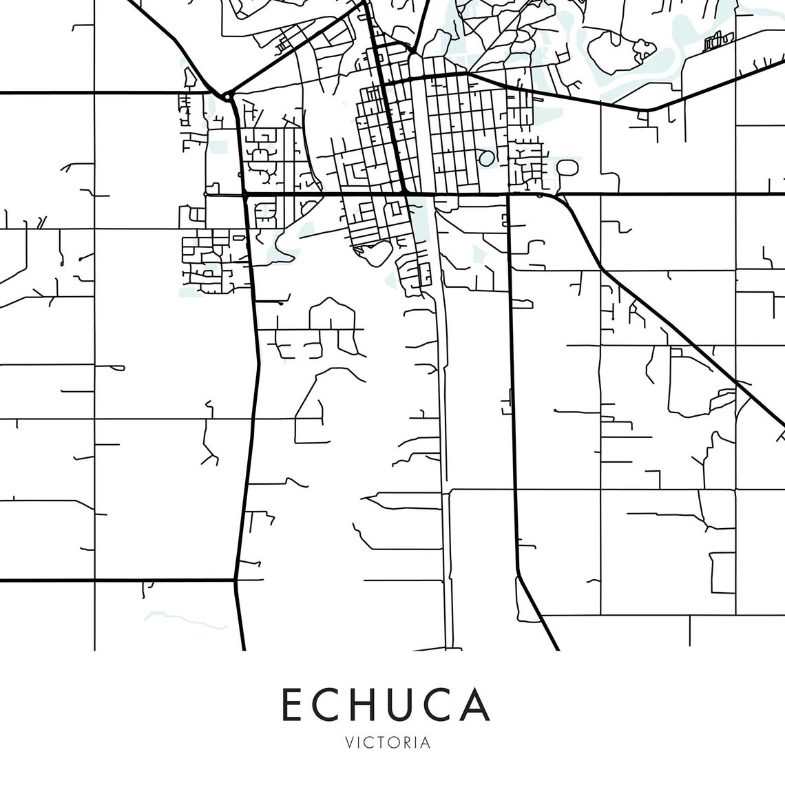 Echuca Victoria Australia City Map Print Wall Art Print at Etsy Australia