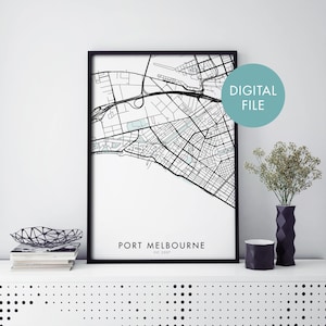 Port Melbourne City Map Print Wall Art | Print At Home | Digital Download File