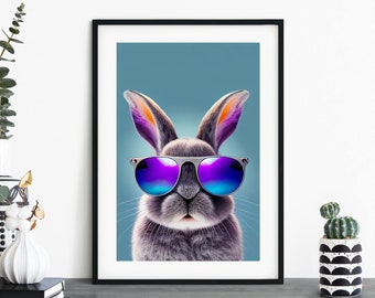 Glamorous Bunny Print Wall Art | A4 A3 A2 A1