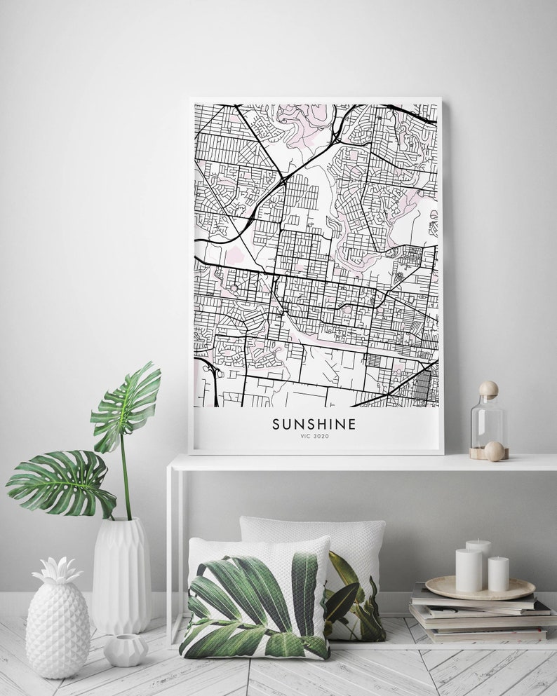 Digital Download File Melbourne City Map Print Wall Art Sunshine Print At Home