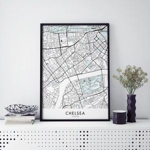 Chelsea, London, England UK Art, City Map Print Wall Art | A4 A3 A2 A1