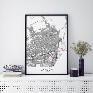 Cancún, Mexico, City Art, Map Print Wall Art | A4 A3 A2 A1