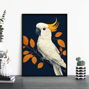 Impresión ilustrativa de cacatúa / Aves australianas / Arte mural / A4 / A3 / A2 / A1
