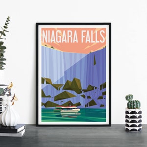 Cataratas del Niágara, Arte de pared ilustrativo de viaje, 4 x 6 5 x 7 A4 A3 A2 A1