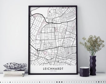 Leichhardt, Sydney, Australia Art, City Map Print Wall Art | A4 A3 A2 A1