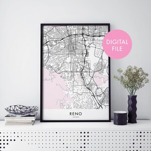 Reno, Nevada Stadt karte Druck Wandkunst | Druck zu Hause | Digital Download Datei