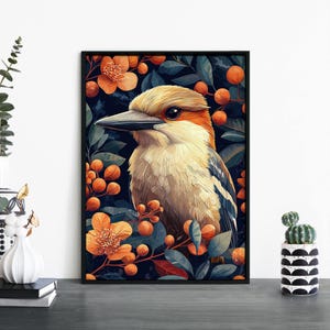 Impresión ilustrativa de cucaburra / Aves australianas / Arte mural / A4 / A3 / A2 / A1
