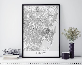 Sydney Australia Art, City Map Print Wall Art | A4 A3 A2 A1