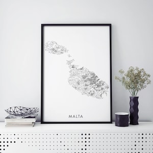 Malta Kunst, Landkarte Landkarte Wandkunst | A4 A3 A2 A1
