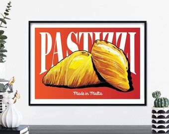 Retro Maltese Pastizzi Illustrative Print Wall Art | 4x6 5x7 A4 A3 A2 A1