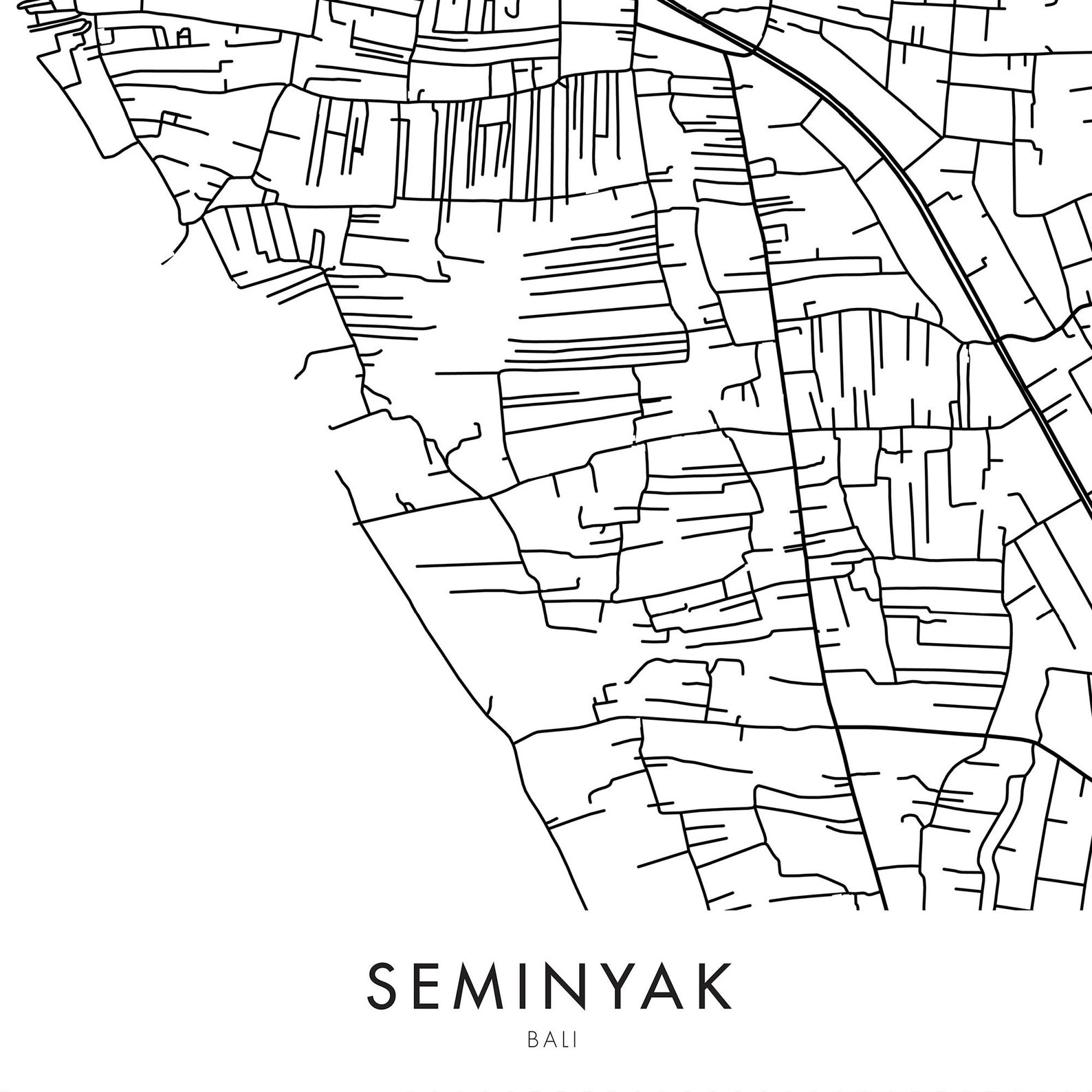 Seminyak Bali Indonesia City Map Print Wall Art Print at Etsy — free download