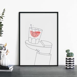 Impresión ilustrativa de arte de pared con cóctel Scotch on a Shoe (4 x 6, 5 x 7, A4, A3, A2, A1)