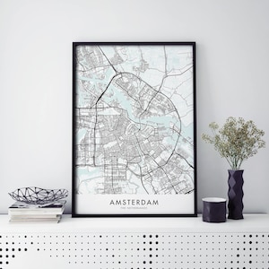 Amsterdam, Pays-Bas Plan de la ville Imprimer Affiche d’art mural | A4 A3 A2 A1