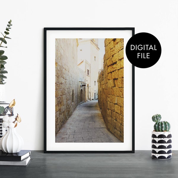 Laneway, Gozo, Malta Print Wall Art | Print At Home | Digital Download File