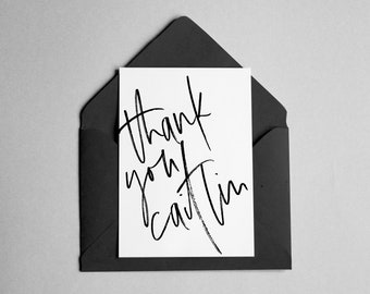 Personalized Thank You Card - Brush Font - "thank you *name*"