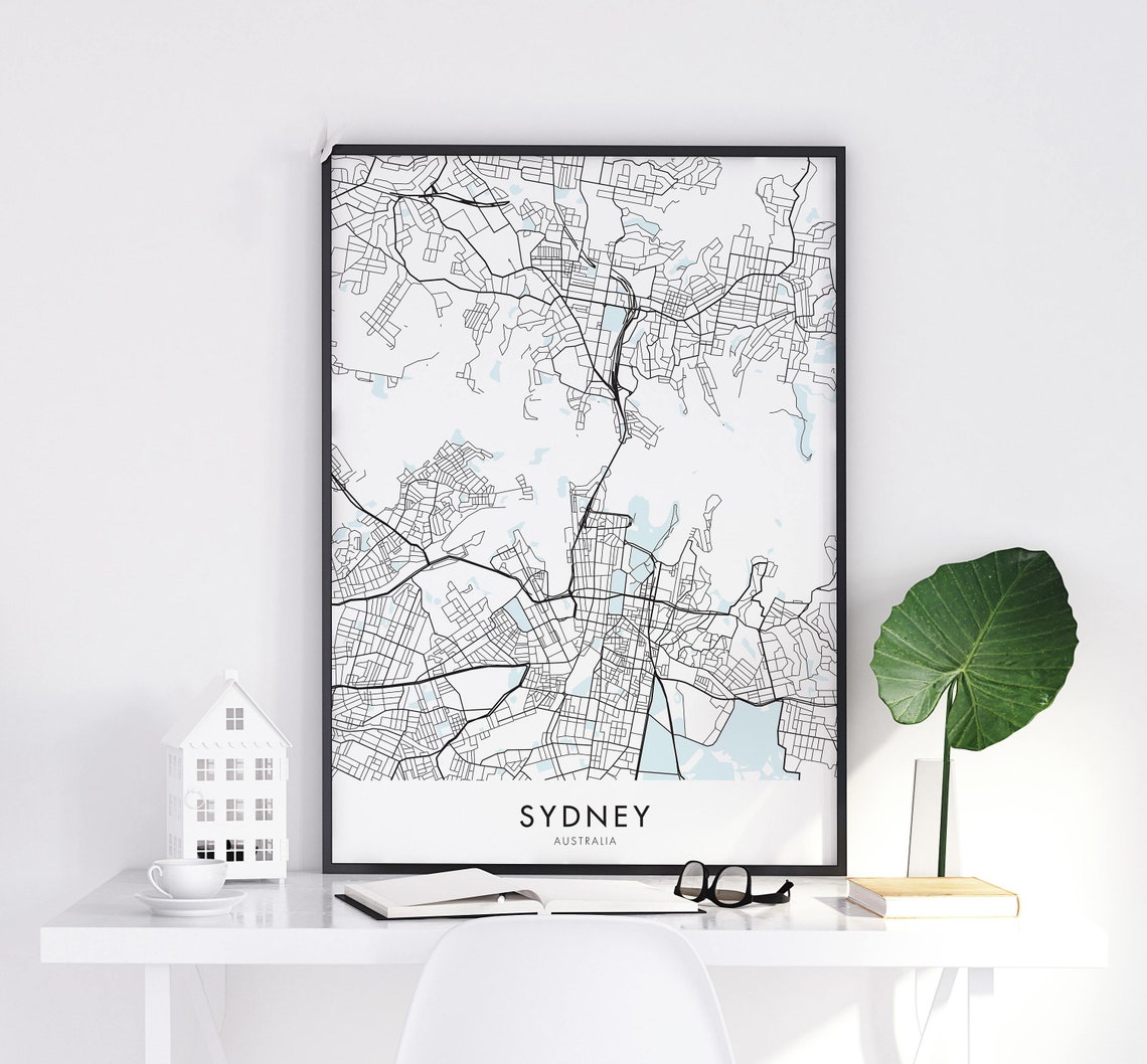 Sydney Australia Art City Map Print Wall Art A4 A3 A2 A1 Etsy