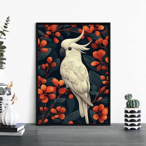 Impresión ilustrativa de cacatúa / Aves australianas / Arte mural / A4 / A3 / A2 / A1