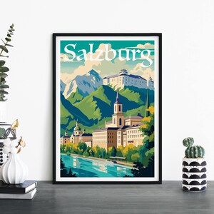 Salzburgo, Austria / Arte ilustrativo de pared con impresión de viajes / 4x6 5x7 A4 A3 A2 A1
