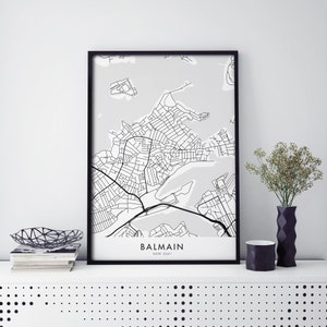 Balmain, Sydney, Australia Art, City Map Print Wall Art | A4 A3 A2 A1