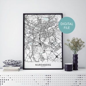 Nuremberg, Germany City Map Print Wall Art | Print At Home | Digital Download File
