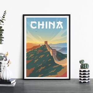 Gran Muralla, China, Arte de pared ilustrativo de viaje, 4 x 6 5 x 7 A4 A3 A2 A1