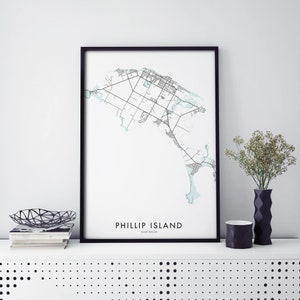 Phillip Island, Victoria, Australien Karte, Stadtplan Druck Wandkunst | A4 A3 A2 A1