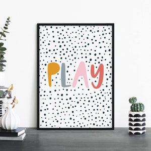 Jugar Colorido Texto Póster Imprimir Arte de pared / Niños Niños Niños Niñas Guardería Dormitorio / A4 A3 A2 A1