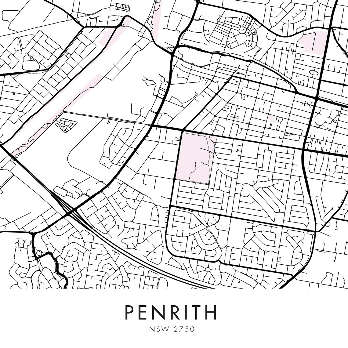 Penrith Sydney Australia Art City Map Print Wall Art A4 Etsy