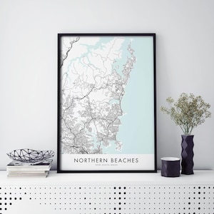Playas del Norte, Nueva Gales del Sur, Australia Arte, Mapa de la ciudad Imprimir Arte mural / A4 A3 A2 A1