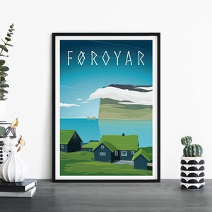 Foroyar, Islas Feroe / Arte ilustrativo de pared con impresión de viajes / 4x6 5x7 A4 A3 A2 A1