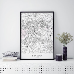 Kraków, Poland Art, City Map Print Wall Art | A4 A3 A2 A1