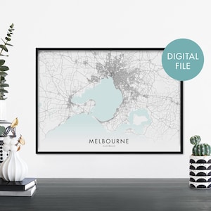 Melbourne, Victoria, Australia Mapa de la ciudad Print Wall Art / Print At Home / Digital Download File