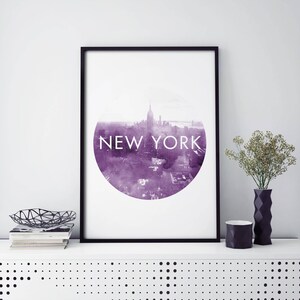 Manhattan, New York City Skyline Watercolour Print Wall Art | 4x6 5x7 A4 A3 A2 A1